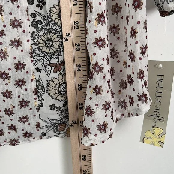 NWT Figueroa & Flower size XL Blouse Patterned with Gold/Silver Dots Flowy Boho - Picture 6 of 9